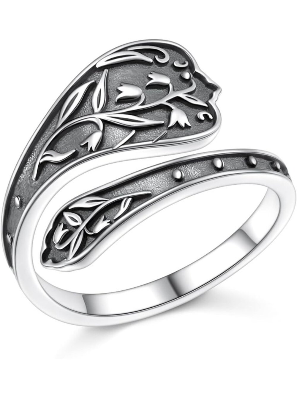 Adjustable 925 Sterling Silver Spoon Ring for Women | Unique Open Design